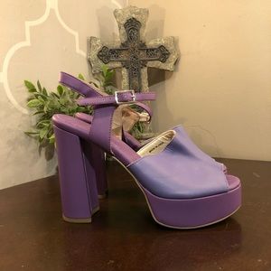 Purple platform chunky heels